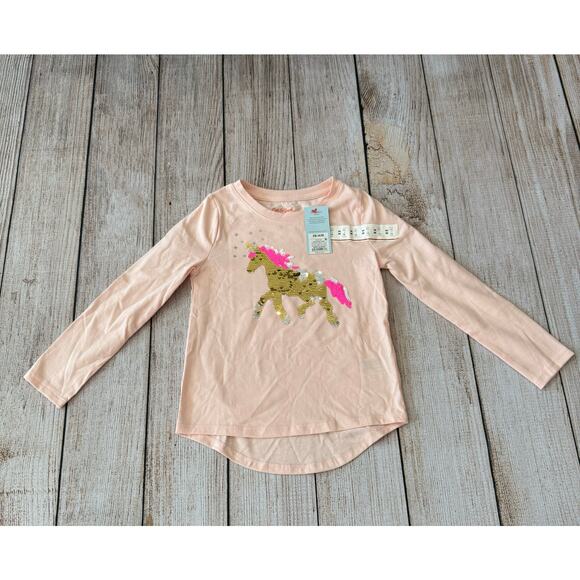 NWT GIRLS XS Cat & Jack Flip Sequin Unicorn Long Sleeve Shirt - Picture 1 of 3